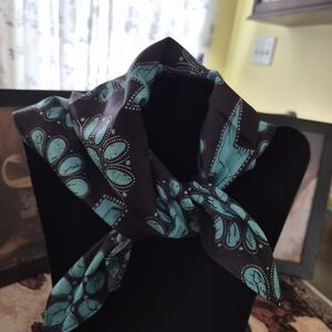 Turquoise & Black Patterned Women's / Dog Pet 18x18 A34 Western Scarf